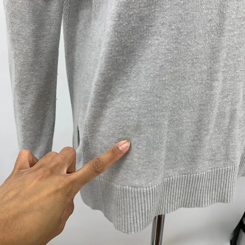 Lululemon Sweater Womens 8 Gray Well Being Open Knit Back Side Slits Pullover